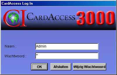 1.1.2 Het standaard wachtwoord De CardAccess3000 software heeft voor het inloggen op het systeem altijd een gebruikersnaam en wachtwoord nodig.