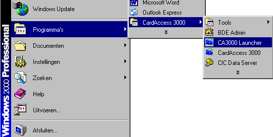 1.1 Opstarten van de software en inlogprocedure 1.1.1 Opstarten van de software Na het installeren van de CardAccess3000 software (zie