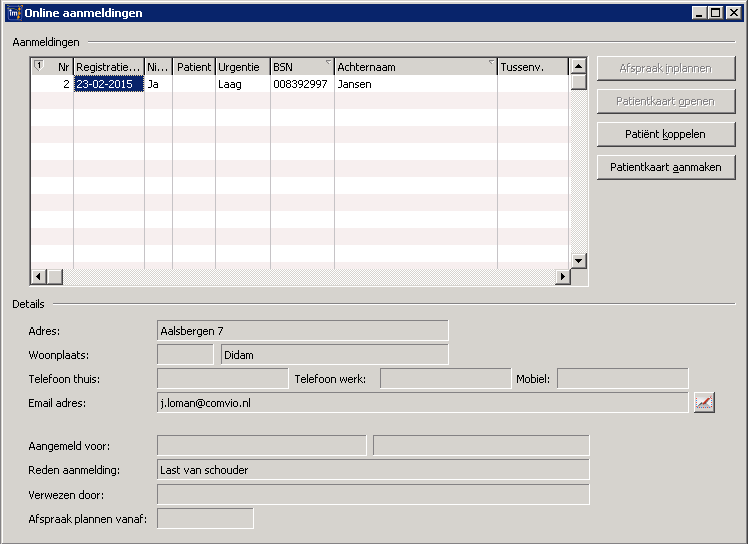 Na het inschrijven moet de patient zijn of haar e-mail adres verifiëren door middel van de link de e-mail. 2.