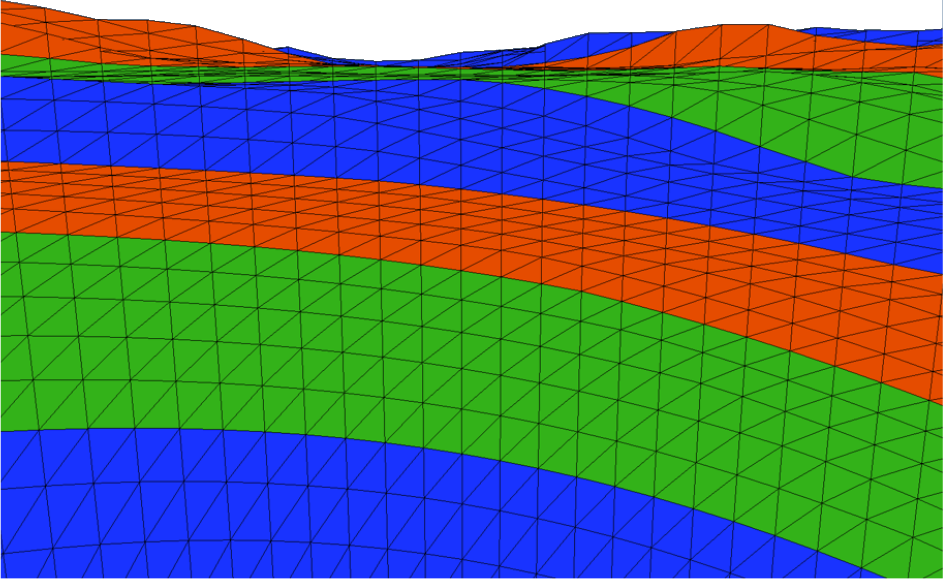 HOOFDSTUK 1. TERREIN RENDERING 6 Figuur 1.8: Bovenaanzicht van een regulier grid. Elke rechthoekige regio bevat triangles van dezelfde grootte.