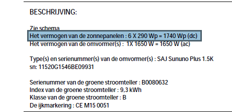 Hierbij een voorbeeld: Type productie: kies voor Zonne-energie Aantal zonnepanelen: Vul hier het aantal zonnepanelen in, in dit voorbeeld is