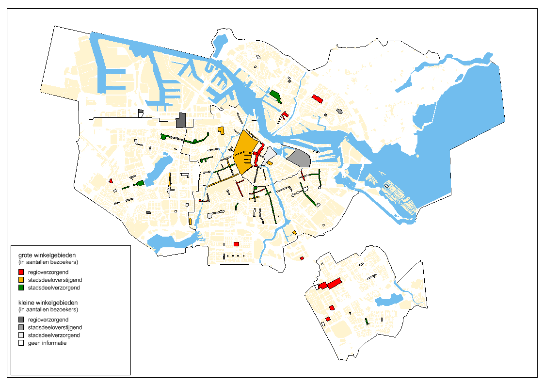 Gemeente Amsterdam, Bureau Onderzoek en Statistiek Figuur 6.22 Winkelgebieden naar functie, 2013-2014 Bron: O+S In stadsdeel West zijn geen regioverzorgende winkelstraten te vinden.