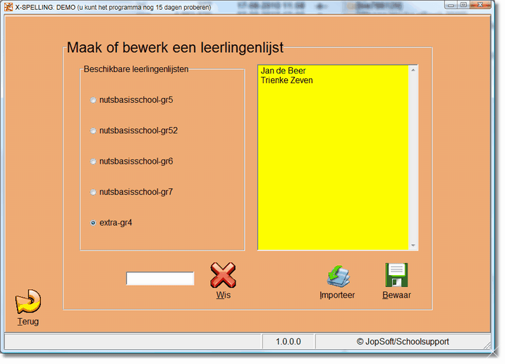 12 X-SPELLING info U kunt overbodige lijsten wissen door op Wis te klikken; Via Importeer