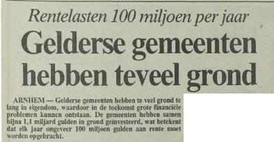 Financiële gevolgen grondexploitaties - de geschiedenis herhaalt zich Meerdere gemeenten in Gelderland en Overijssel hebben financiële problemen door verliezen op de grondexploitaties.