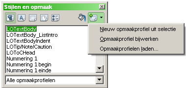 Afbeelding 3: Een profiel uit de selectie aanpassen Autom. bijwerken gebruiken Autom. bijwerken is alleen van toepassing op alinea- en frame-opmaakprofielen. Als de optie Autom.