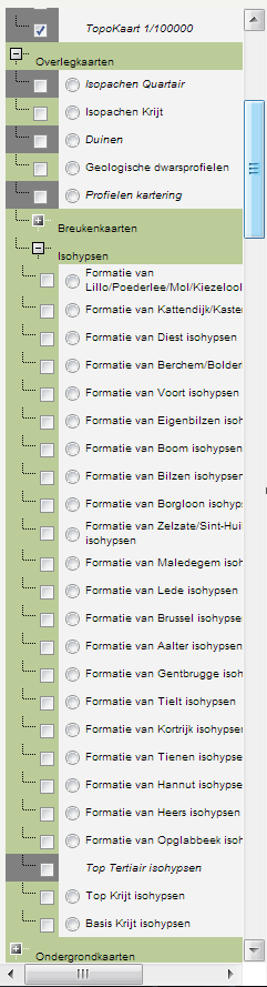 Bijlage D.2 Bepalen van lokale bodemopbouw Bijlage D.2.1 Aan de hand van isohypsen Tertiair en voorkomen Quartair Isohypsen of hoogtelijnen zijn lijnen die punten met eenzelfde hoogteligging t.o.v. een referentieniveau verbinden.