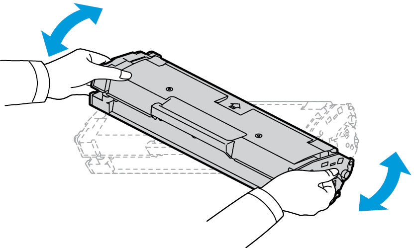 Algemeen onderhoud 3. Schud de cassette langzaam vijf of zes keer heen en weer om de toner gelijkmatig in de cassette te verdelen.