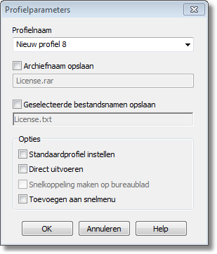 Configuratie-instellingen 139 Een andere manier om een profiel aan te maken is door op de knop "Standaardprofiel aanmaken" te klikken in het dialoogvenster Instellingen, tabblad Compressie.