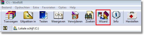 38 WinRAR 5.31nl herstellen, druk dan op de knop "Standaard". De knop "Scheidingsteken" voegt een scheidingslijn toe voor de momenteel geselecteerde knop.