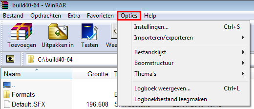 WinRAR interface 65 Met "Favorieten indelen" kunt u archieven en bestanden aan de lijst toevoegen of verwijderen. U kunt ze ook omhoog of omlaag bewegen in de lijst.