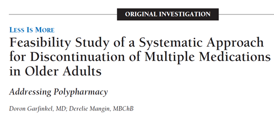 78 % vd medicatie kon worden gestaakt Gemiddeld 4,4 medicamenten per patiënt Succesvol staken in 59-81% van de gevallen 88% van de ouderen rapporteerde