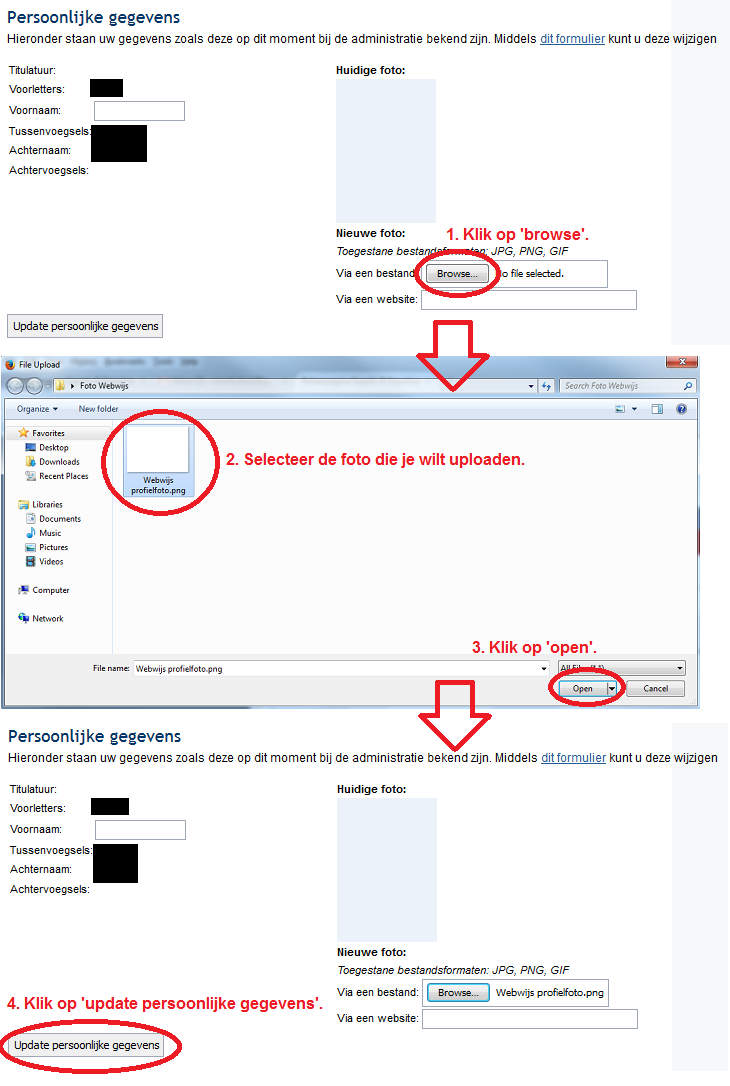 2.2.2 Foto Je kunt een foto uploaden via een bestand of vanaf een website. Het ideale formaat voor een Webwijs profielfoto is 100px x 144px.