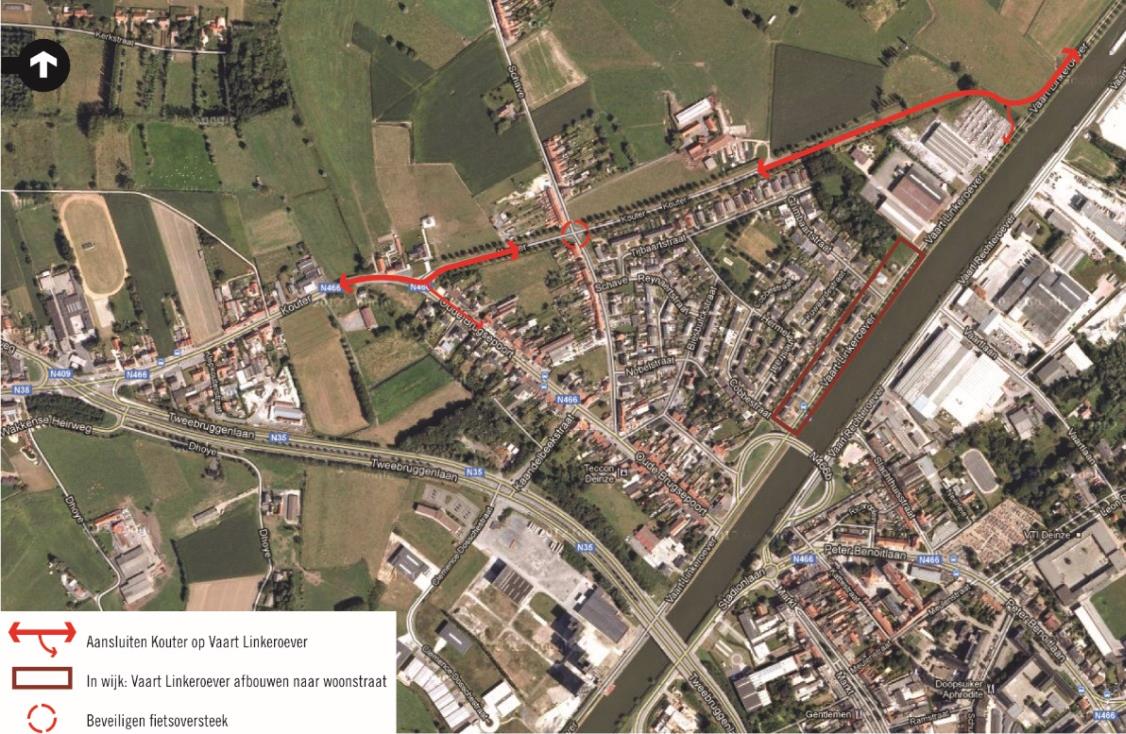 Oude Brugsepoort (pas heraangelegd). HB-onderzoek toont geen doorgaand verkeer naar/van Nevele.