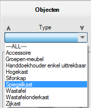 De getoonde artikelen kunnen op diverse manieren worden afgebeeld: Afbeeldingssymbolen laat alleen de afbeelding zien. Objecttypes maakt kolommen per soort artikel.