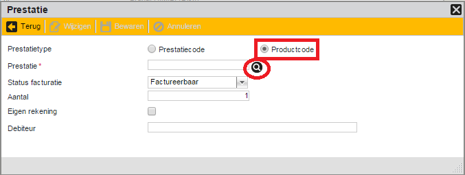 Hoewel het om productcodes gaat, voegt u met de knop Nieuw onder Prestaties de productcodes toe.