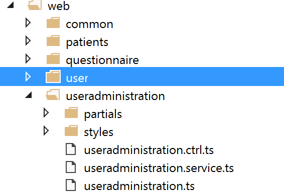 Applicatie structuur Folders by feature structure Structuur blijft plat