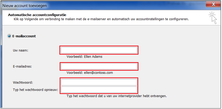 2.2 Instellingen voor uw mailprogramma Exchange Online Standard heeft een autodiscover functie die ervoor zorgt dat het mailprogramma Outlook 2007 of nieuwer automatisch de juiste instellingen krijgt.