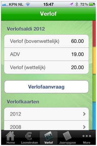 Bij een geaccepteerde verlofaanvraag worden de verlofmutaties direct in ESS of de App werknemerloket verwerkt en inzichtelijk gemaakt op de verlofkaart. 7.