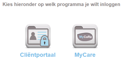 1. Inloggen in het Clientportaal Om in te loggen in het Clientportaal gaat u naar de link: https://mycare.carintreggeland.nl en u kiest voor het Clientportaal.