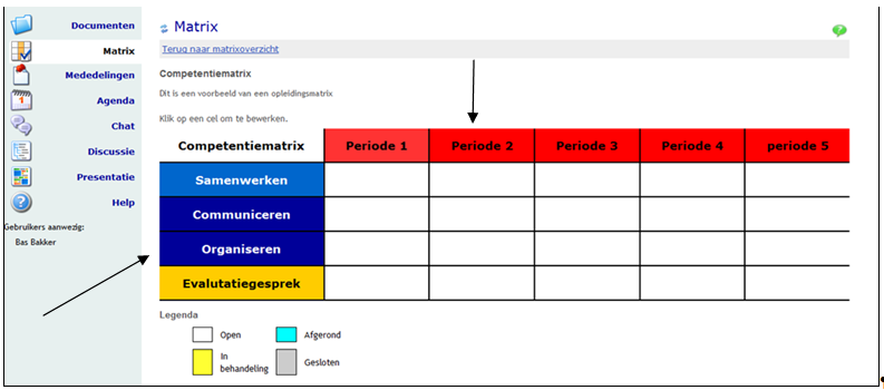 Matrix Het indienen van verslagen en bewijsmaterialen gaat via opdrachten in de matrix. De docenten geven hierop feedback en een beoordeling.