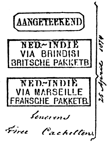 Bestaande stempels verstrekt vóór 20 september 1876 Stempeltype ASZB 0001 tot en met ASZB 0004 De Spoorwegpostkantoren 1 en 2 beschikten over stempels die aangaven, welke verzendingsweg moest worden