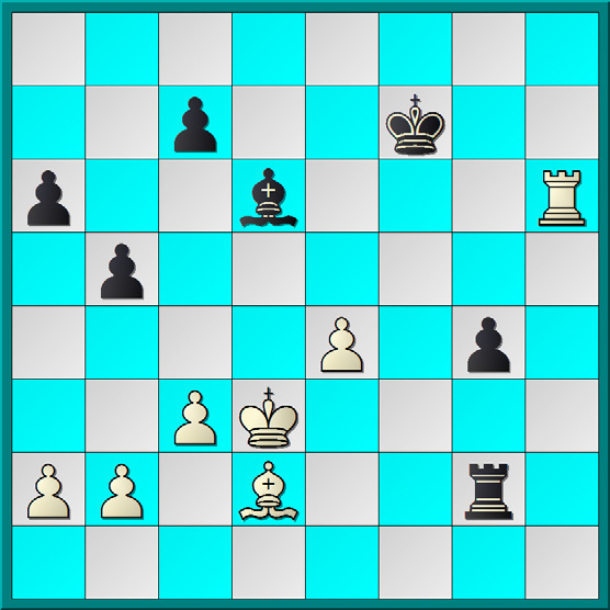 gxf3 Ld6 23.Tde1 Txe4 24.fxe4 Te8 25.f3 f5 26.Kf2 Kf7 27.Ke3 fxe4 28.fxe4 Ke6 beslissend. In een toreneindspel speelt dit voordeel geen rol. als Wit nu 29.