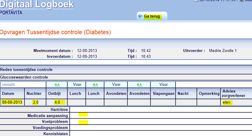 Vervolgens kunt u op de onderstreepte woorden klikken voor meer informatie over wat er tijdens dat betreffende onderzoek is genoteerd en afgesproken.