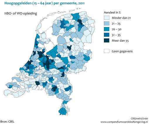 Hoger opgeleiden concentreren