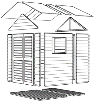 onbehandeld Art. Nr. 8492360 Lichtbruine beits Art. Nr. 8857471 Blockhaus Modus Compact gereedschapshuisje met blokhutprofiel, handige dubbele deuren en een raam.