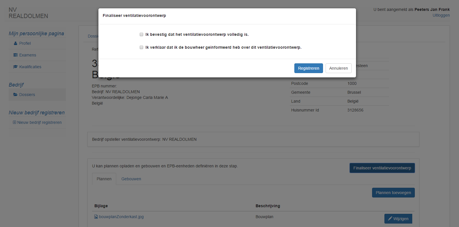 3) Bevestig dat het ventilatievoorontwerp volledig is en dat U de bouwheer