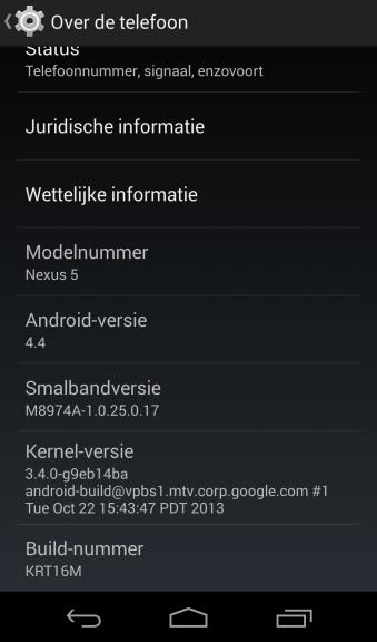 Hier ziet u de Android-versie zoals in deze screenshot Voorbeeld: Voorbeeld Nexus 5 1.