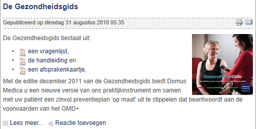 De Gezondheidsgids Startpagina > Documentatie > Gezondheidsgids Preventieplan op