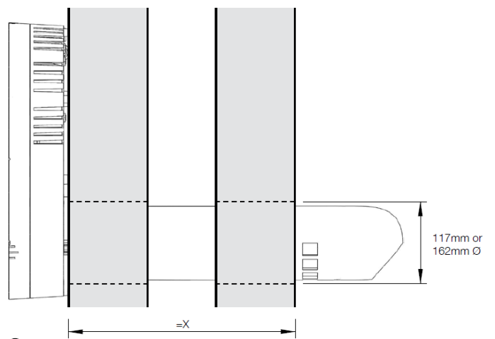 Montage avec joint: -4-a Percer le trou de 117 mm ou 162 mm -5-a Marquer la position du joint.