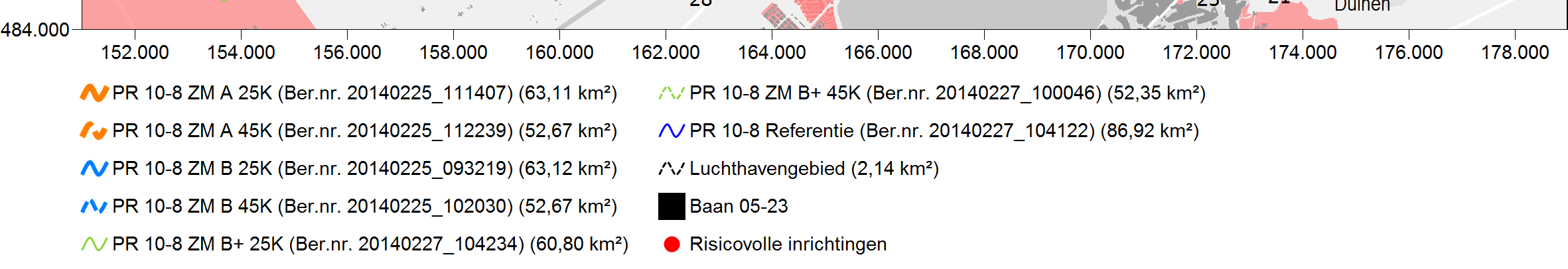 Uit de inventarisatie volgt dat er binnen de 10-5, 10-6, 10-7 en 10-8 PR-contouren geen risicovolle inrichtingen aanwezig zijn.