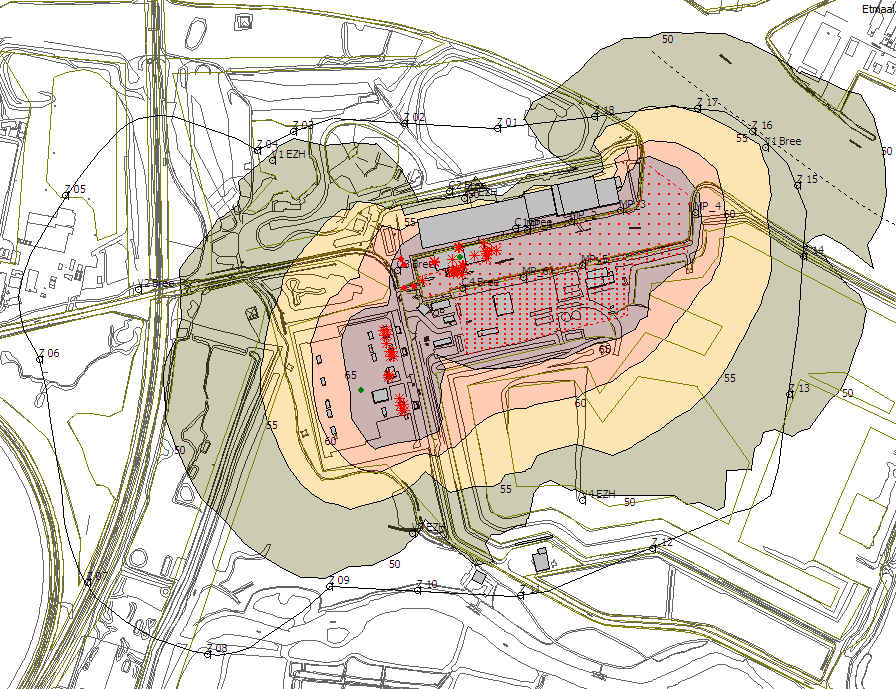Figuur 5: Geluidscontouren uiteindelijke situatie.