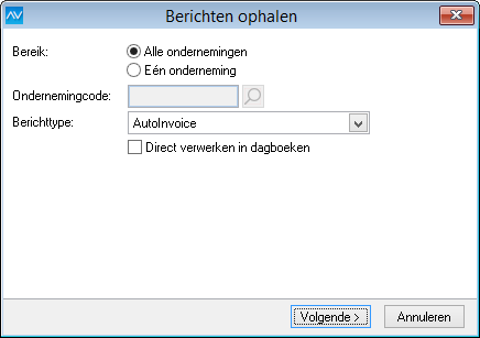 Werkwijze AutoInvoice-koppeling gebruiken 10 Let op: Als een elektronische inkoopfactuur een nummer heeft dat langer is dan tien tekens, krijgt deze een vervangend factuurnummer toebedeeld.