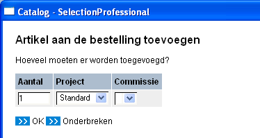 Verschijnt alleen maar wanneer wel degelijk een set beschikbaar is. 2. Bestelfuncties 2.1 Producten bestellen Producten kunnen m.b.v.