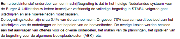 Kosten hoeveelhedenbepaling Bron: