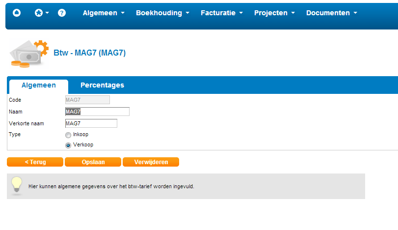 Voer voor iedere TAX rule in Magento de bijbehorende Twinfield Detailcode in (de omzetrekening) en de Twinfield VAT code (de BTW rekening).