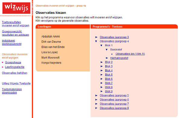 Toetssite Afbeelding 36. Het scherm Observaties kiezen. Stap 4.