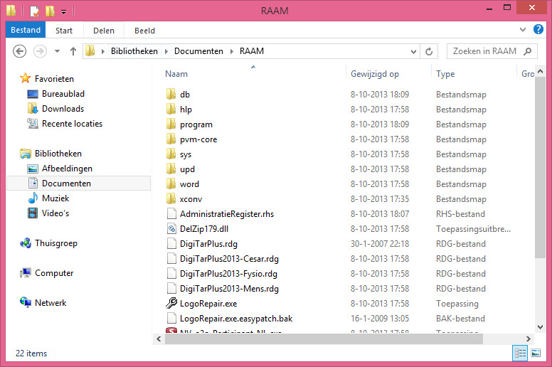 5. Dubbelklik op de map RAAM, u komt