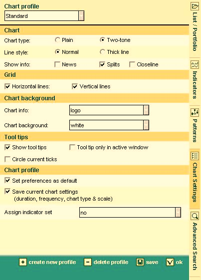 4.4 Grafiekinstellingen Met deze optie binnen het selectiegebied kunt u de layout en het uiterlijk van grafieken bepalen.