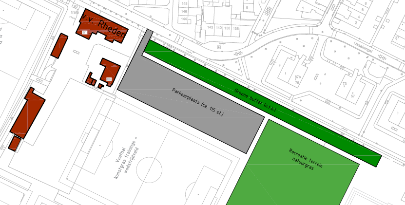 Programma van eisen op hoofdlijnen: - Realiseren van een parkeervoorziening aan de IJsselsingel ter hoogte van het kunstgrasveld / clubgebouw van vvrheden 5.