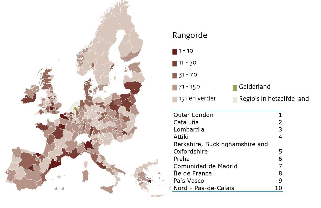 Figuur 9: Concurrerende regio s in Europa voor het aantrekken van buitenlandse