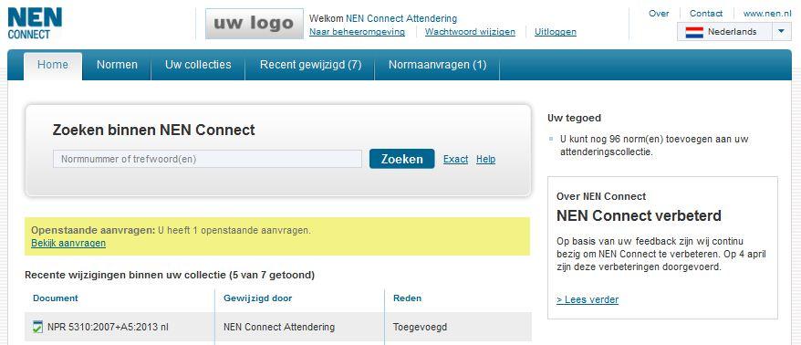 Uiteindelijk wordt de beheerder hierover geïnformeerd via een e-mail, een attendering op home -pagina van NEN Connect en onder het