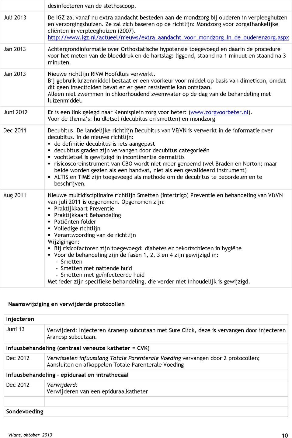 aspx Achtergrondinformatie over Orthostatische hypotensie toegevoegd en daarin de procedure voor het meten van de bloeddruk en de hartslag: liggend, staand na 1 minuut en staand na 3 minuten.