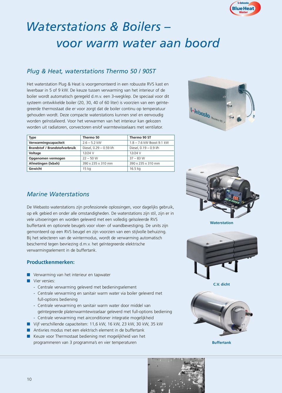 De speciaal voor dit systeem ontwikkelde boiler (20, 30, 40 of 60 liter) is voorzien van een geïntegreerde thermostaat die er voor zorgt dat de boiler continu op temperatuur gehouden wordt.