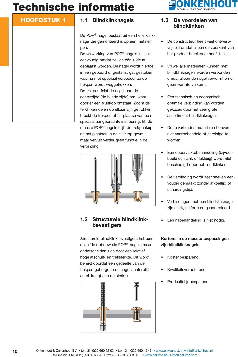 De nagel wordt hiertoe in een geboord of gestanst gat gestoken waarna met speciaal gereed schap de trekpen wordt weggetrokken.