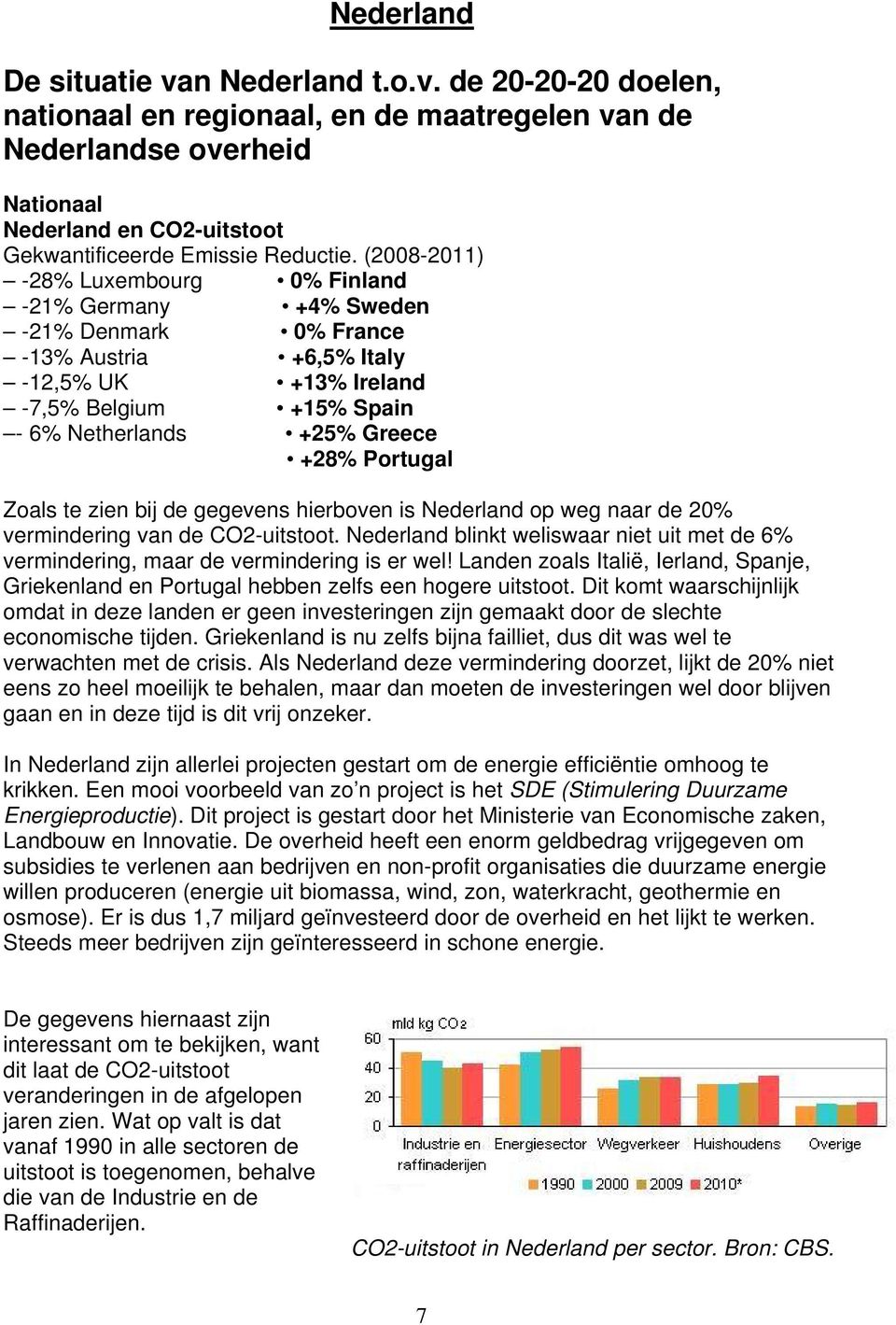 Portugal Zoals te zien bij de gegevens hierboven is Nederland op weg naar de 20% vermindering van de CO2-uitstoot.