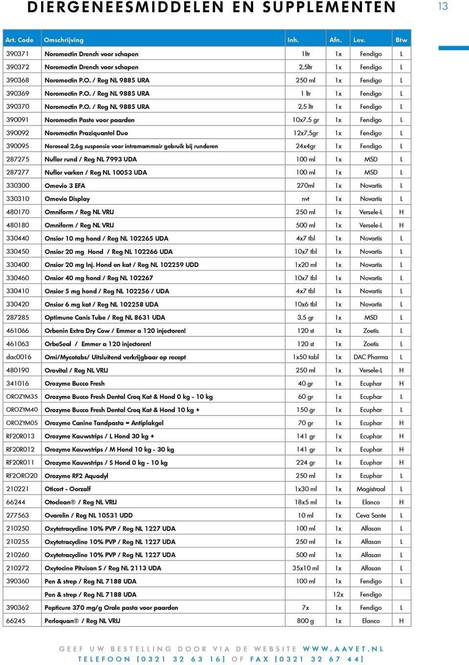 / Reg NL 9885 URA 1 ltr 1x Fendigo L 390370 Noromectin P.O.